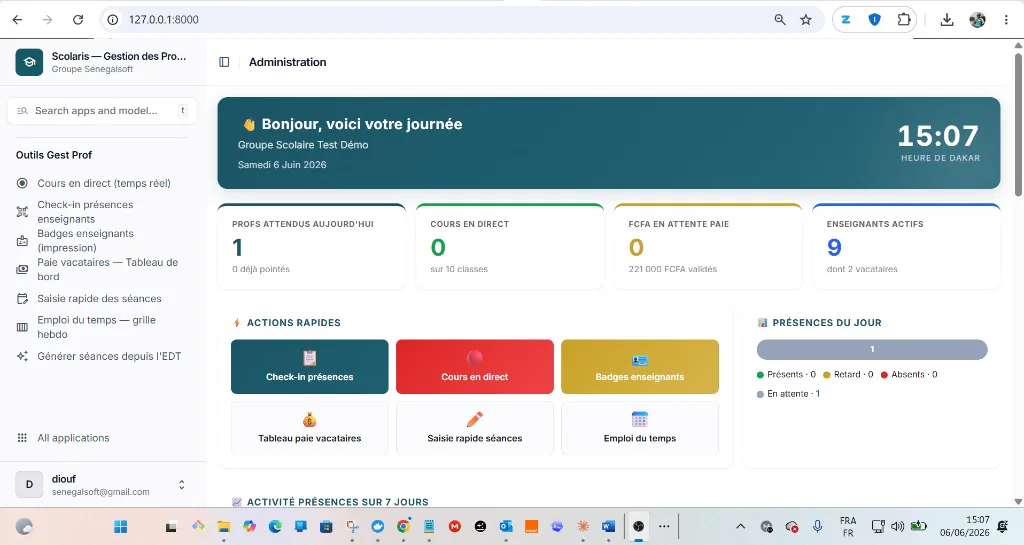 Tableau de bord Gest Prof